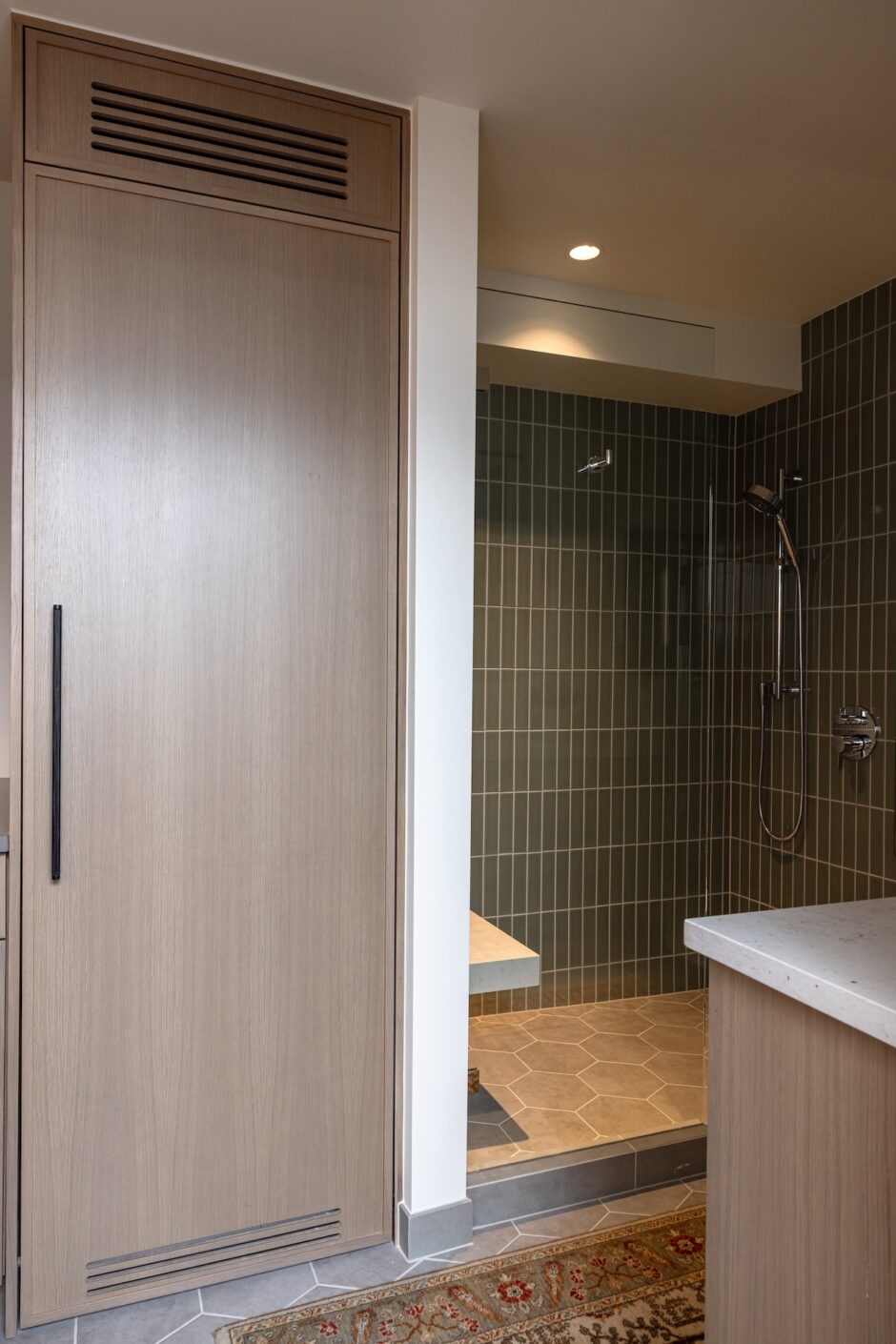 Bathroom Design Green Shower Tiles